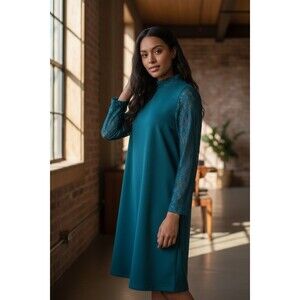 Vintage Charming Charlie Dress, Fairy, Size Medium,High Neck W/Lace Sleeves And